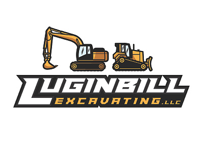 Luginbill Excavating bulldozer construction excavating excavator gold logo yellow