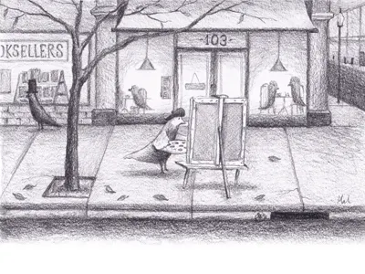 Bird painting in the street bird drawing illustration melbourne street winter