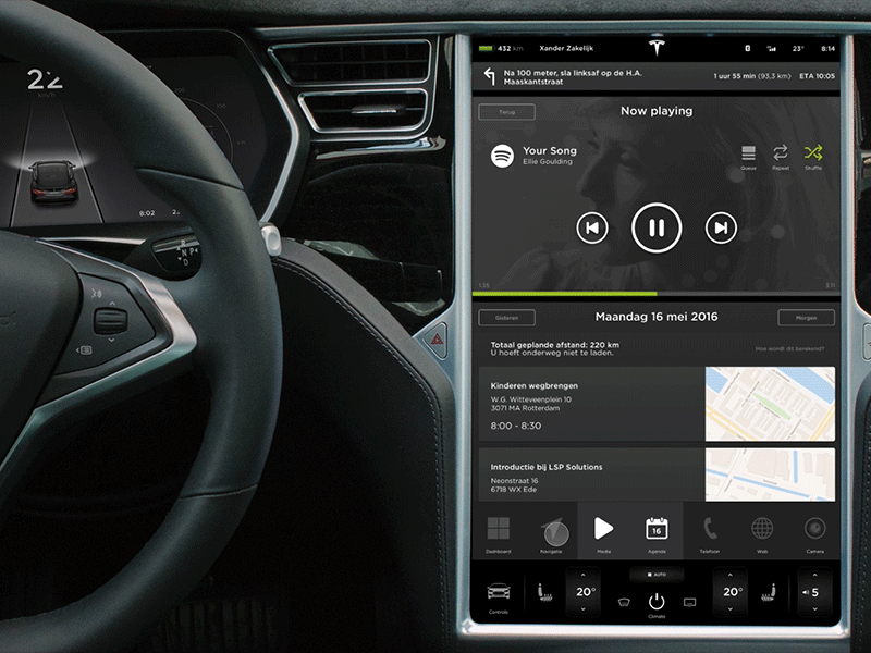 Main Computer Unit motion test automotive car car ui car ux cockpit framer framerjs principle tesla tesla model s user experience