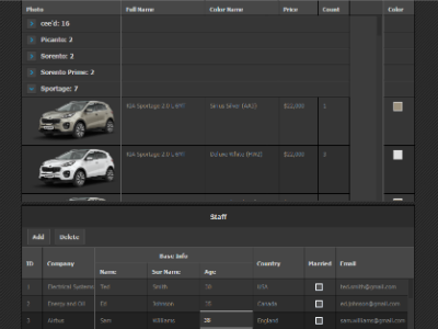 Dark Theme css3 data grid javascript table ui