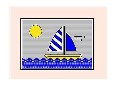 Summer Postcard Two halftone postcard sailing summer vintage water