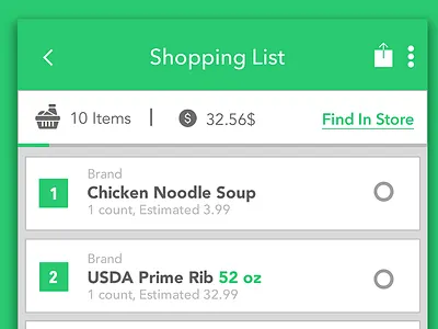 Honydo—List Screen cody robertson shopping lists ui ux