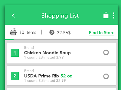 Honydo—List Screen cody robertson shopping lists ui ux