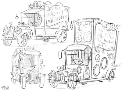 Mystery Machine Sketches illustration planet pulp scooby doo vehicle
