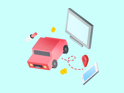 iso float car flat isometric phone texture