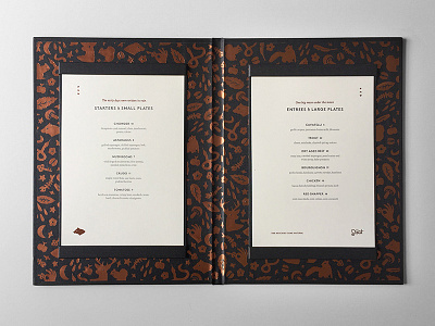 Dinner Menu chef foil food menu pacific northwest pnw restaurant scout seattle