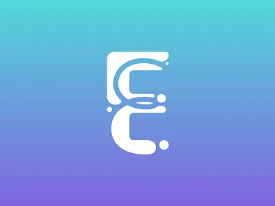 The E. Movement alphabet circles close dynamic fluid gradient letter negative shape space stroke water