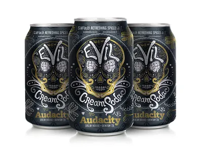 Evil Cream Soda - Beer Can Design ale beer brew can cream denton evil hops muertos skull soda texas