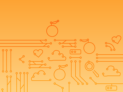 A Small Circuit circles circuit gradient hearts oranges vector