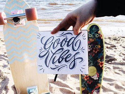 Chill day🌴Sketch "Good Vibes" ✌🏻️ art hand lettering logo print sketch type