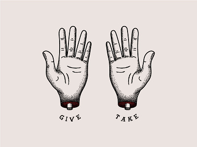 Give Take black bone flash hands handtype illustration red stipple tattoo tyopgraphy white