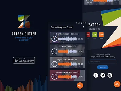 Zatrek Ringtone Cutter cards cut cutter editor fab main mp3 music play ringtone