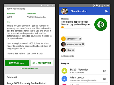 Sprocket Android 1.4.05 List Bike 4 App Invite android app free friends google invite invites list sell share sprocket ux