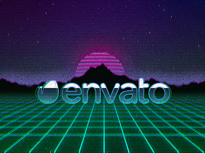 80's Style Text & Logo Mockups 80 80s aberration chrome logo mock up mockup neon noise retro stars vhs