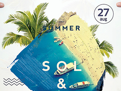 Sol & Mar Flyer beach flyer hipster light palms party poster summer sun water