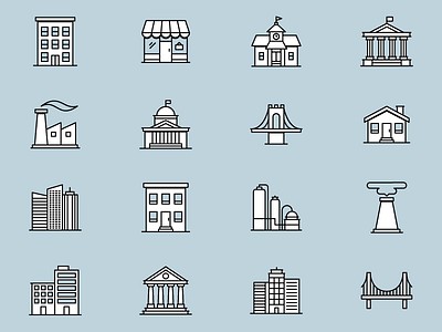 Icon Set – Buildings and Architecture architecture bridge buildings city dangerdom dominic flask flat house icon illustration line vector