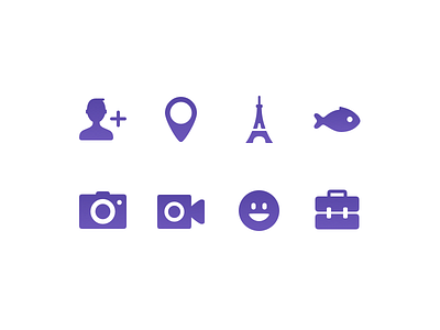 Grwo Icons briefcase camera eiffel eiffel tower fish icon icon set icons iconset person pin smiley