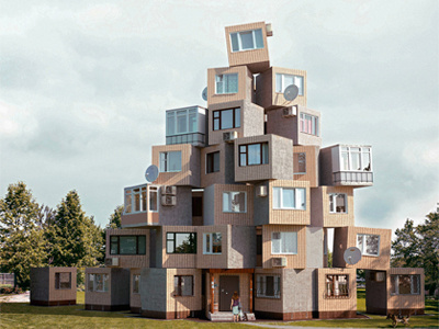 Heap building apartment block brick building crazy funny home house social