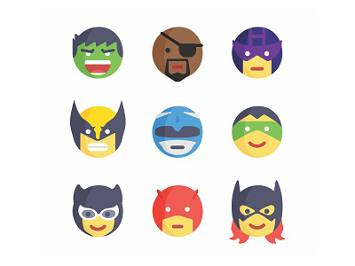 Emoji No.4 avengers batwoman catwoman daredevil emoji faces flat green lantern hulk power ranger wolverine