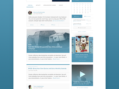Intranet Design activity calendar feed gallery interface intranet news ui