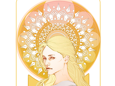Art Nouveau WIP gold illustration sun vector woman yellow