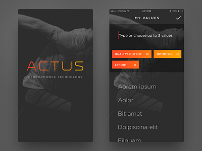 ACTUS app athletic branding data fitness ios iphone mobile sports ui ux