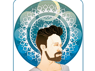 Moon blue illustration man moon vector