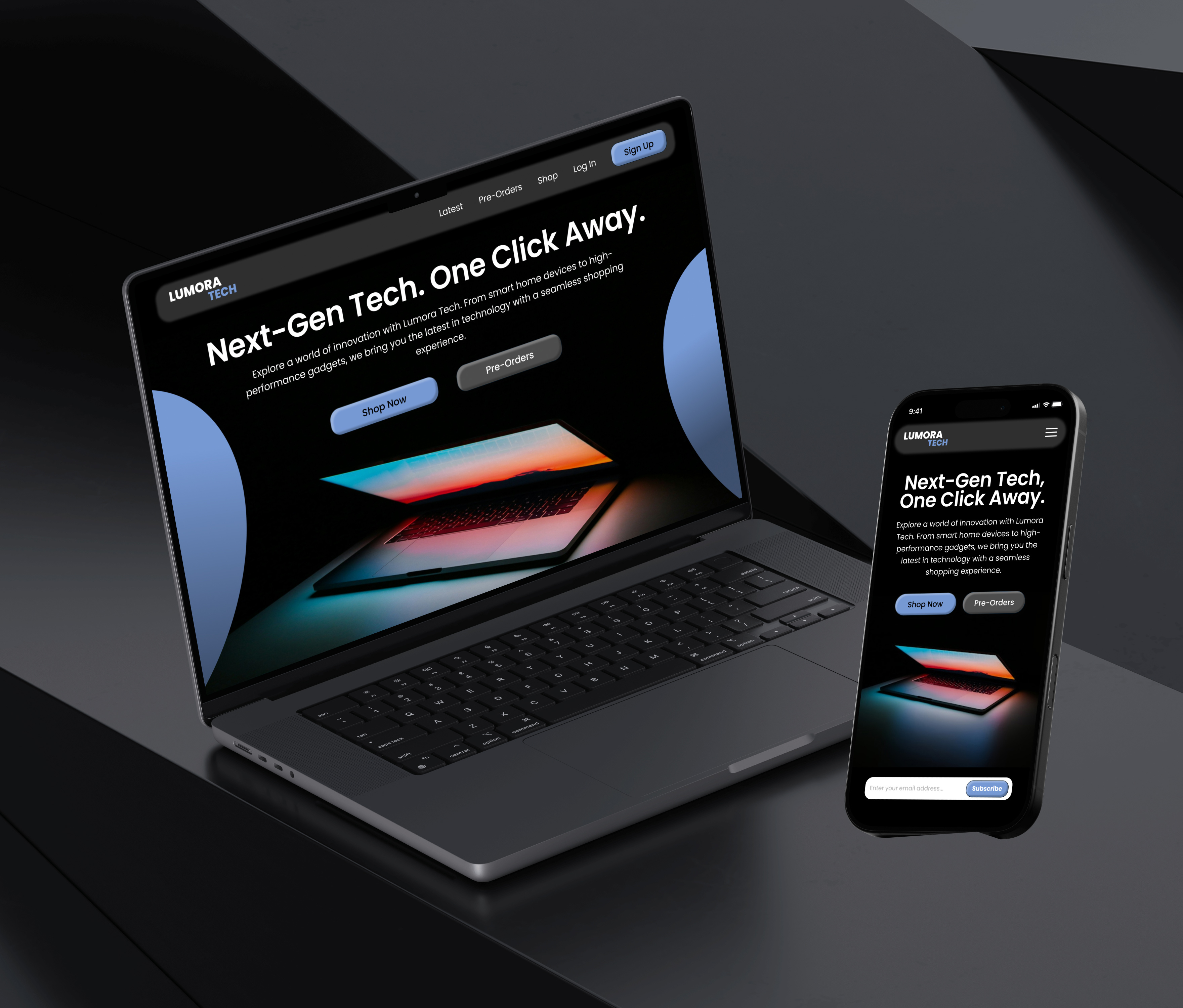 Futuristic Tech E-Commerce Store Landing Page Desktop & Mobile concept concept design e commerce graphic design ui ux web design