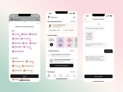 Healthcare App - Symptom Checker app app design design healthcare mobile mobile design modern design modern ui product design ui uiux ux uxui