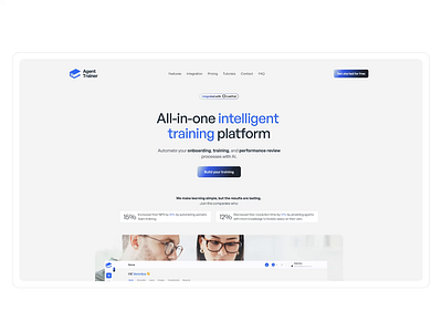 AgentTrainer ✺ SaaS glimpse of the web design aesthtetic ai product customer service digital product helpdesk it minimal modern web design saas saas webdesign saas website tech ui web design website