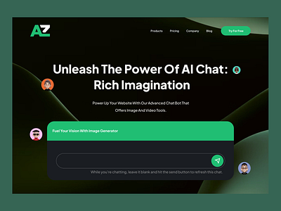 AI Chat Platform with Creativity ai chat ai platform chatbot integration creative solutions green highlights image generator innovation hub interactive tools intuitive ux modern design product showcase responsive layout sleek interface tech design ui design user engagement ux design ux ui vibrant accents video tools