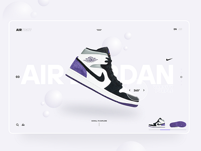 Air Jordan Nike Landing Page air jordan branding design figma glassmorphism illustration landing page minimalist nike product design shoe ui uiux ux