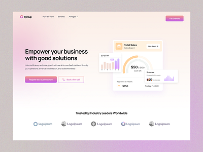 Saas Website Design- Syncup ai design finance landing page saas ui saas web saas website design ui ux web app web design website design