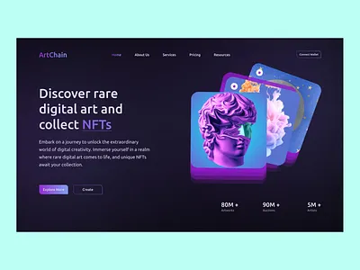 Modern NFT Marketplace UI Design art platform auction system blockchain ui bold typography clean layout crypto design crypto wallet digital assets futuristic ux interactive cards minimalist ui modern web neon gradient nft collection nft marketplace ui design user experience ux design ux ui design web3 design