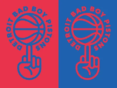 Bad Boy Pistons badge basketball detroit finger hand illustration line logo middle finger nba pistons sports
