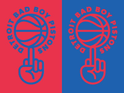 Bad Boy Pistons badge basketball detroit finger hand illustration line logo middle finger nba pistons sports