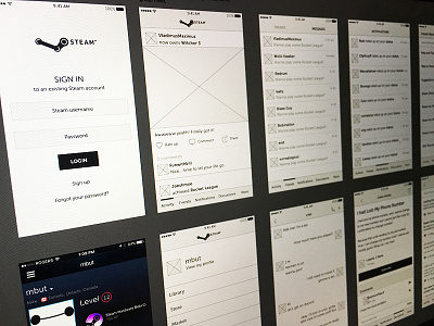 Steam Mobile App Wireframe design game gaming steam ux wireframe