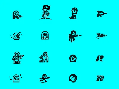Space Logos astronaut chimp dog gorilla logo mascot monkey raygun space