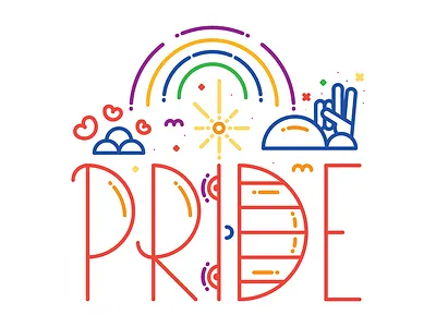 PRIDE bright color design flat gay illustration lgbt line art new orleans pride rainbow vector