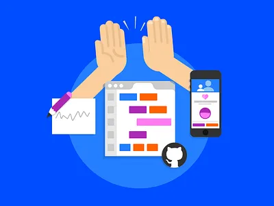 Team work & high fives browser code five github hands high mobile sketch team work