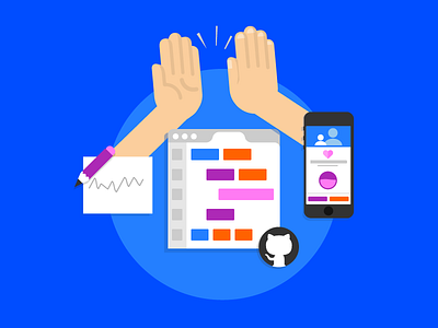 Team work & high fives browser code five github hands high mobile sketch team work