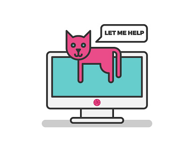 Cat Assistance cat computer design help icon outline work