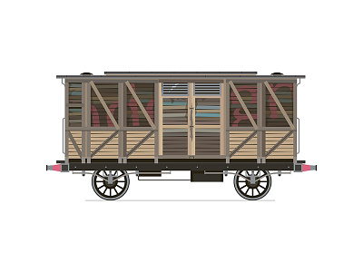 Western 2d illustration locomotive texas wagon