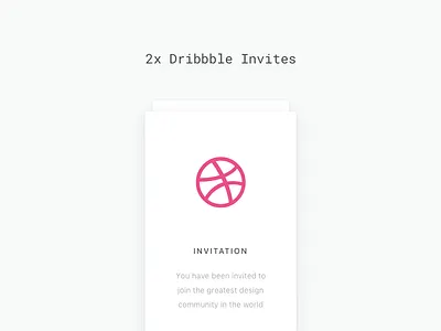2 Dribbble Invites card draft dribbble invitation invite mono player prospect ticket white