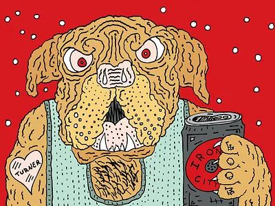 Hooch beer dog handdrawn hooch illustration iron city pittsburgh red rhodesian ridgeback tattoo turner and hooch