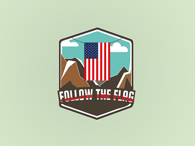 Follow the Flag clouds flag logo mountains sky