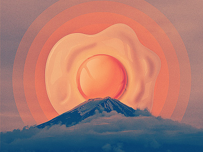 Fuji Over Easy clouds egg illustration illustrator japan mt fuji photography san diego skeuomorphism sunny side up vector yolk