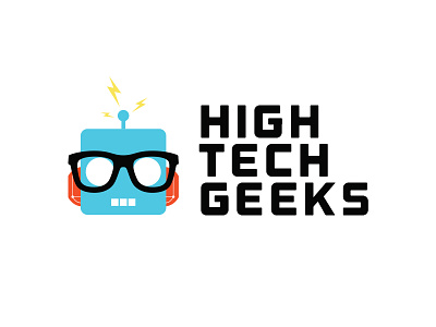 High Tech Geeks geek high tech high tech geeks lockup logo nerd robot tech