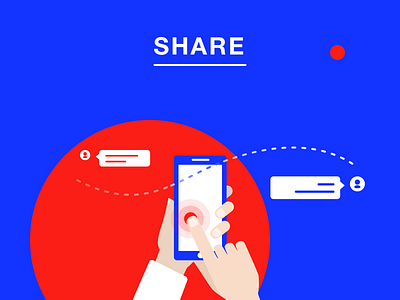 Share blue flat illustration message share