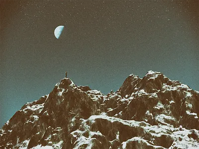 Peaks 3d abstract art color digital everydays man moon mountain peak